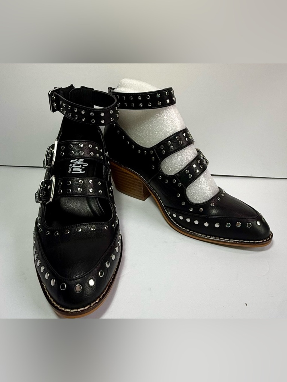 Hey Girl Corkys Studded Buckle Ankle Boots Black Western Size 7